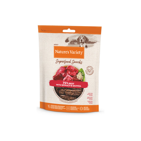 NATURE'S VARIETY SUPERFOOD SNACKS, skanėstai šunims su jautiena