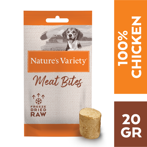 NATURE'S VARIETY MEAT BITES, vištienos kąsneliai šunims