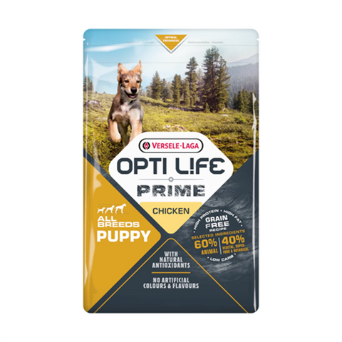 OPTI LIFE PRIME ALL BREEDS PUPPY CHICKEN, sausas pašaras su vištiena šuniukams