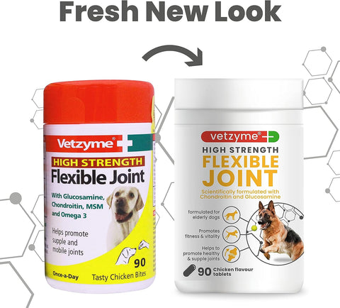 VETZYME HIGH STRENGTH FLEXIBLE JOINT, pašaro papildas sąnarių stiprinimui šunims